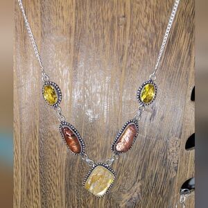 Raw Citrine and Biwa Pearl Necklace